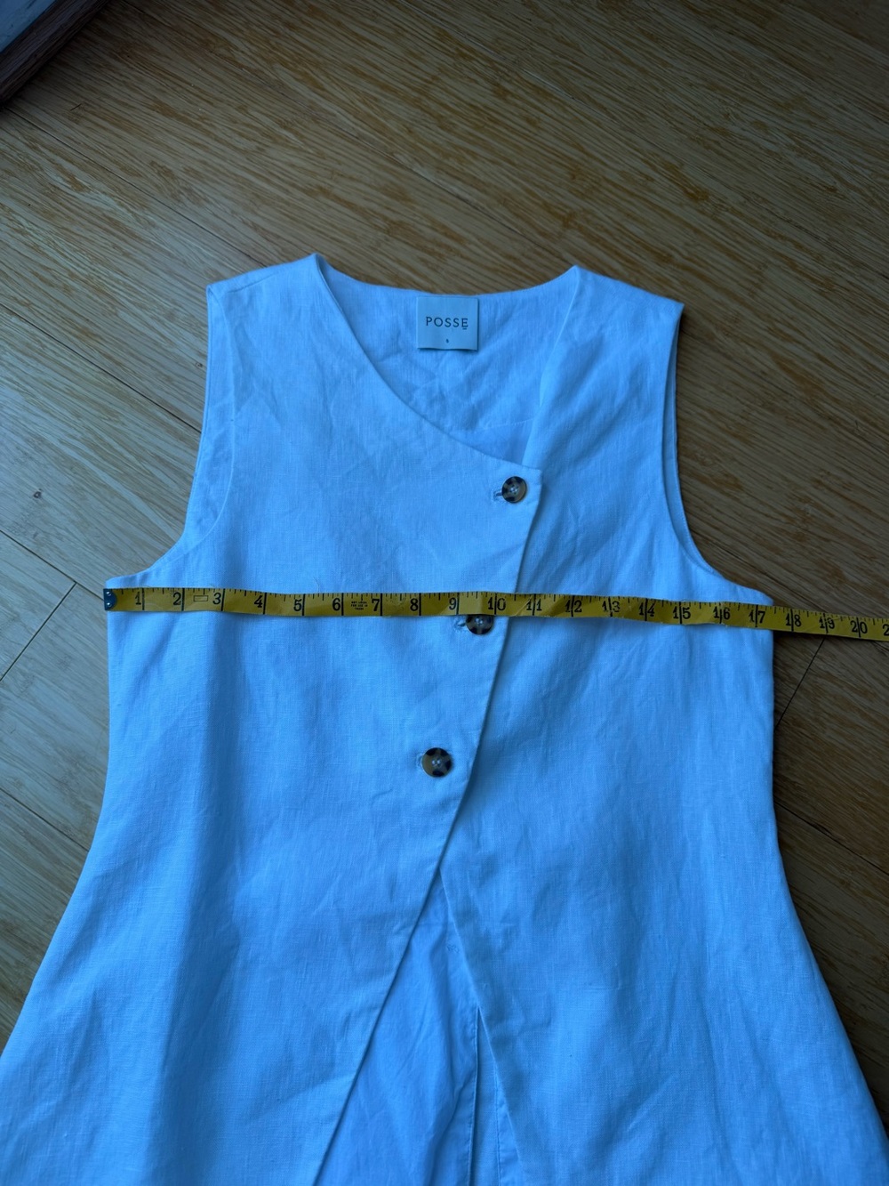 POSSE Gigi Gilet White Linen Asymmetric Long Vest Size Small - Picture 8 of 10